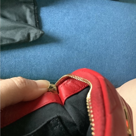 Yves Saint Laurent Red Clutch with Gold Logo - Picture 8 of 10